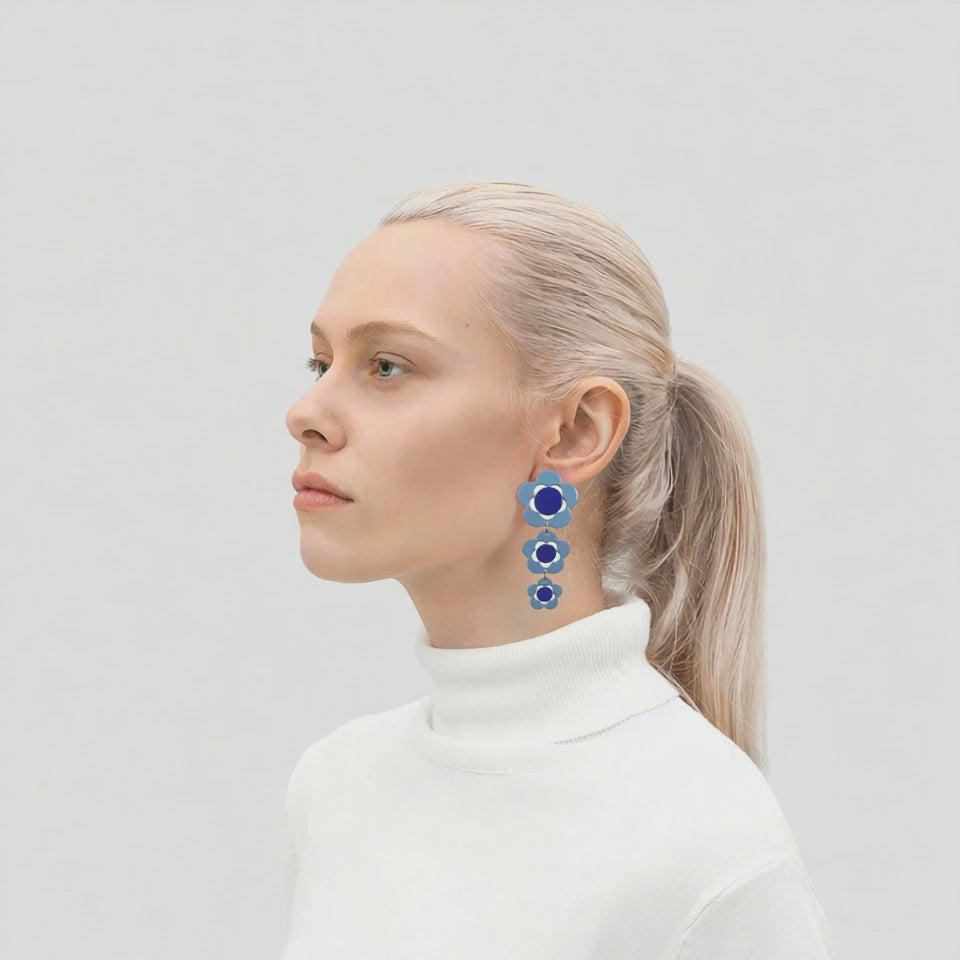 Pansy Bildiri Küpeleri – Mavi