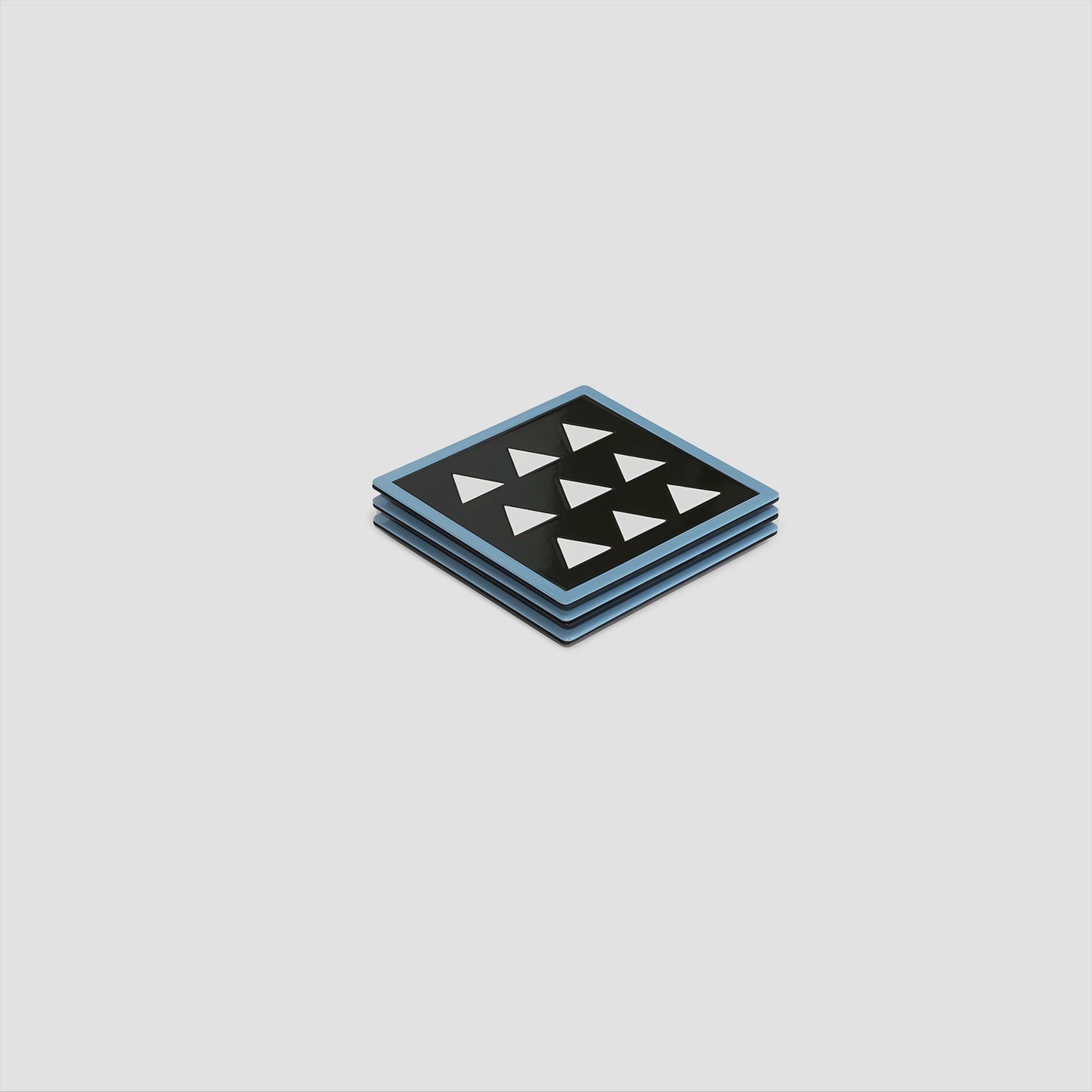 Video showcasing the ISUWA Circle Patterned Coaster — a black metal square coaster with glossy white dots. A cup elegantly moves across the surface, highlighting the glossy finish and modern design.