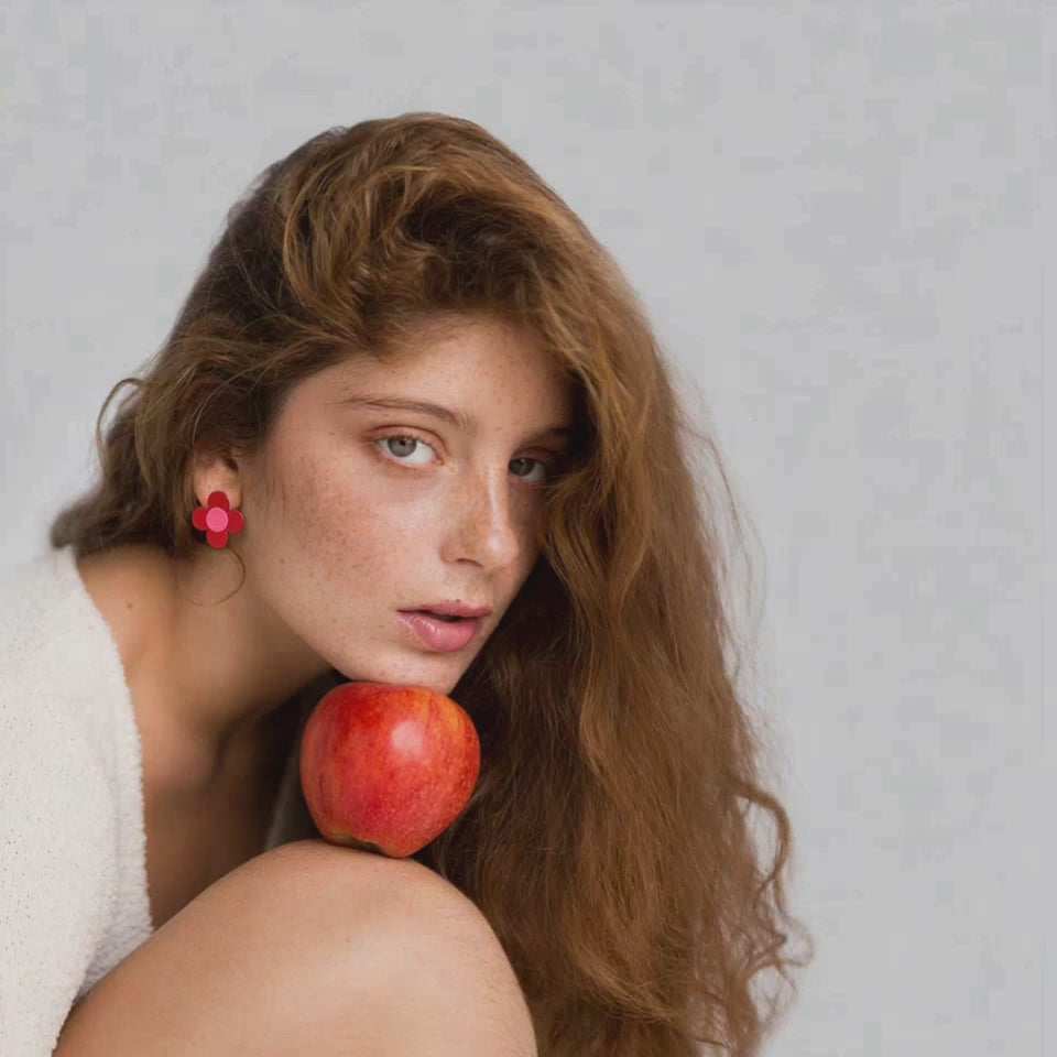 Çiçek Küpeler – Kırmızı